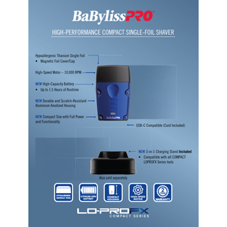 Babyliss PRO LO-PROFX Compact Series Single-Foil Shaver