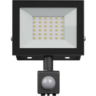 30W projektør med sensor - Sort, IP44, PIR sensor, 230V, Spectrum - Dæmpbar : Ikke dæmpbar, Kulør : Varm