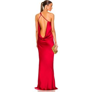 Norma Kamali Open-back one-shoulder satin gown - red - XL