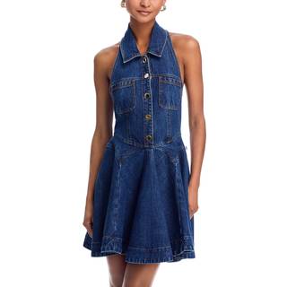 Self-Portrait Flared denim midi dress - blue - S