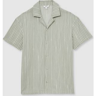 Reiss Max Textured Stribet Cuban Collar Skjorterlarge
