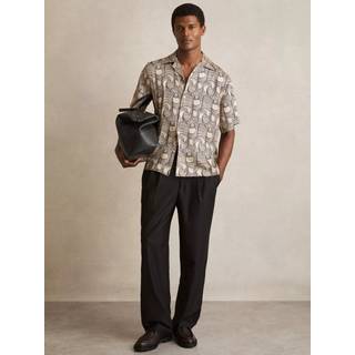 Reiss Waver Wave Tryk Cuban Collar Skjortermedium
