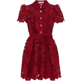 Self-Portrait Belted lace minidress - burgundy - XXS
