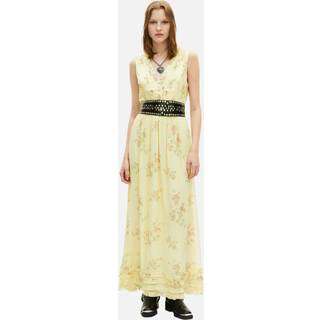 The Kooples The Kooples Yellow V-Neck Sheered Waist Floral Midi Dress