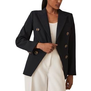 Reiss Reiss Navy Lia Wool-Blend Double-Breasted Blazer