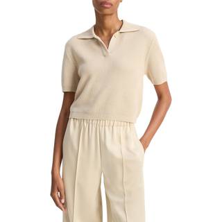 Vince Ribbed-knit silk and cotton polo shirt - beige - XL