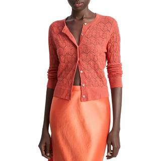 Vince Pointelle cotton cardigan - orange - XXS