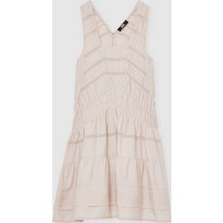Reiss Reiss Neutral Felicity Shirred Ruffle Hem Mini Dress
