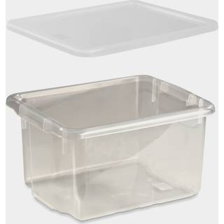 Opbevaringskasse med låg Nordiska Plast Nordic, transparent, 365 x 295 x 200 mm, 15 liter
