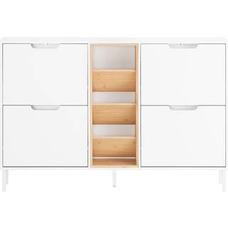 SoBuy Skostativ med bænk - Hvidt skoskab til smalle rum