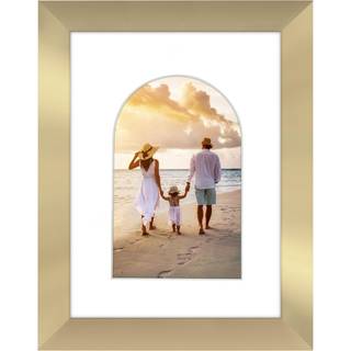 AmericanFlat 4x6 Billedramme med bueformet m?tte i guld - Brug som 6x8 billedramme uden mat eller 4x6 ramme med Mat - Engineered tr?ramme med knu