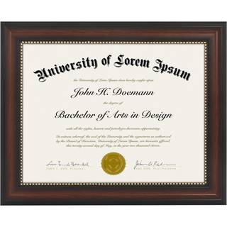 AmericanFlat Ornate 8.5x11 Diplomramme i perleret mahogni - Certifikatramme med knust -resistent glas og staffeli til væg og bordplade - Antik in