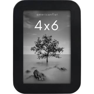 AmericanFlat 4x6 Billedramme med runde hj?rner i sort-konstrueret tr?ramme med knust-resistent glas og indbygget staffeli til v?g eller bordplade