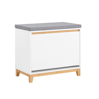 SoBuy Skobænk med Skohylde - Hvid & Træ - 60x55x34 cm