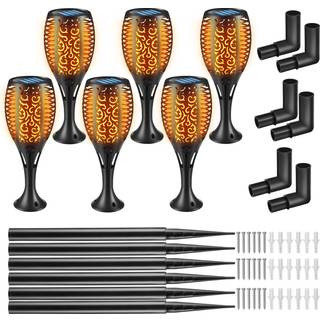 Solcellelamper, sæt med 6 stk., Flare, LED, skumringssensor - sort