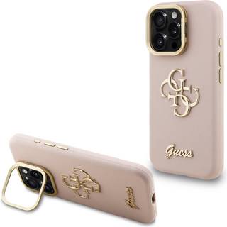 iPhone 16 Pro Max Guess Grained 4G Logo Stativkamera Cover - Pink
