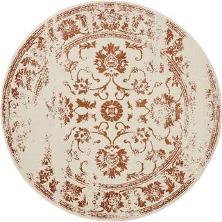 KIRA Creme/Orange Tæppe - Rund / ø 120 cm / Hvid