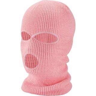 Balaclava - strik maske med 3 åbninger (pink)