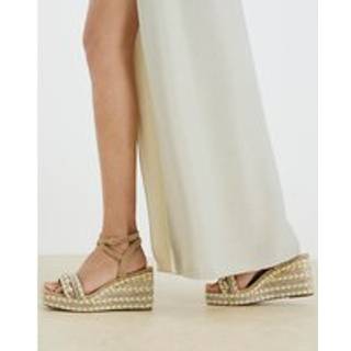 River Island River Island Cream Raffia Embellished Wedge Sandals