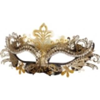 Sort og guld halvmaske med sten