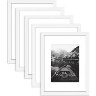 AMERICANFLAT 9X12 Billedramme med poleret plexiglass - S?t med 5 - Brug som 6x8 ramme med Mat eller 8x12 ramme uden Mat - Galleria Collection - G