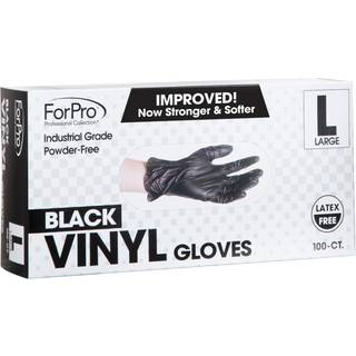 Forpro engangsvinylhandsker sort industriel kvalitet pulverfri latexfri ikke-steril mad sikker 2,75 mil. Palm 3,9 mil. Fingre store 100-t?ller