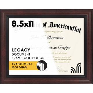 AmericanFlat Ornate 8.5x11 Diplomramme i mahogni - Certifikatramme med knust -resistent glas og staffeli til væg- og bordplade - Antik indretning