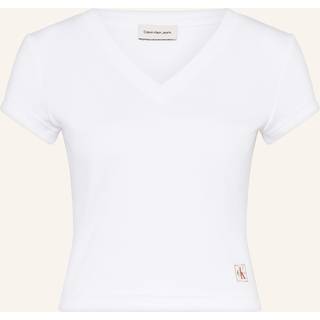 Ribbed Cotton V-Neck T-shirt - White - M