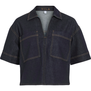 VILA DAME TOP VILEVA - Dark Blue Denim - 38