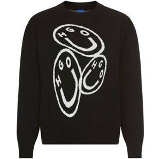 HUGO HUGO Seginy striktrøje med grafisk tryk