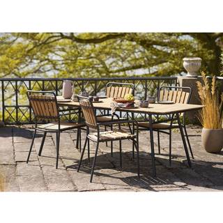 Cleveland havebord 220x90cm med teak bordplade og sorte ben