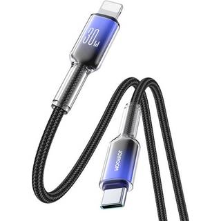 Joyroom Krystalklart USB-kabel 30W USB-C til Lightning 1,2 m - Svart