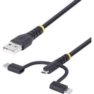 STARTECH RUGGED USB MULTI CHARGING CABLE USB TO LIGHTNING/MICRO-USB/TYPE- CABL