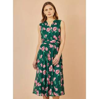 Yumi Yumi Blomster Tryk Mesh Stræk Midi Kjole Med Lommer