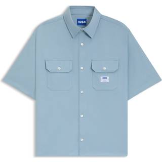 Oversize fit skjorte i bomuldstwill med logomærke
