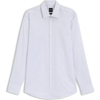 Slim fit skjorte i oxfordbomuld med print og stræk