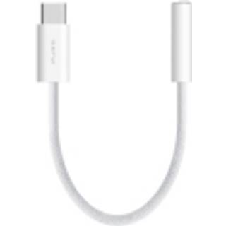 Puro Holdbar USB-C-til-3,5 mm Adapter med Flettet Design - 15 cm - Hvid