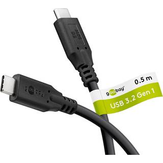 USB-C 3.2 til USB-C lade- og datakabel, 5Gbit/s, sort, 0,5m