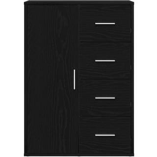Sideboard Med Skuffe Sort Eg 60 X 31 X 84 Cm Konstrueret Træ