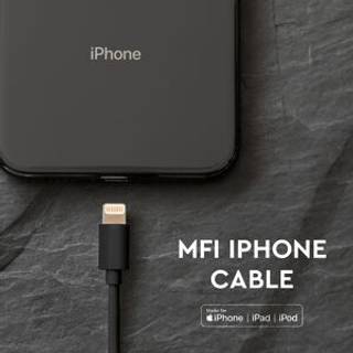 1,5m MFI iPhone kabel - sort