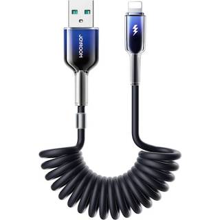 Joyroom Krystalklart USB-kabel Spiral 3A USB til belysning 1,5 m - Svart