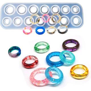Szecl Ring harpiksforme silikone til smykker 17 hulrum silikoneform med rund og rhombisk sk?ret form smykker st?bning forme