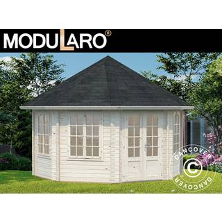 Havepavillon /Havepavillon i træ m/trægulv, 4,21x4,21x3,71m, 14,1m², Natur