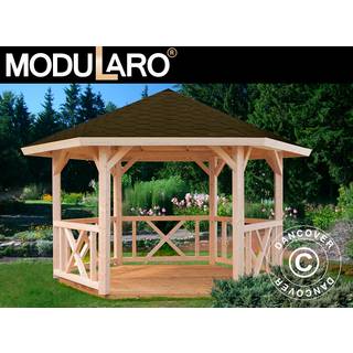 Havepavillon /Havepavillon i træ, 3,37x3,37x3,13m, 9,9m², Natur