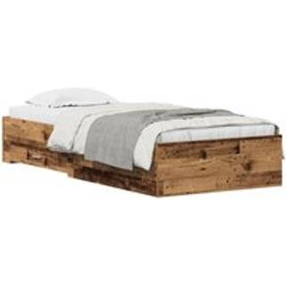 Sengestel Med Skuffer Gammelt Træ 100 X 200 Cm Konstrueret Træ