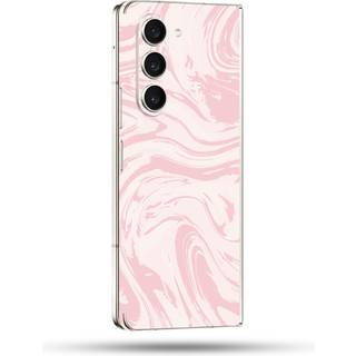 Mightyskins hud kompatibel med Samsung Galaxy Z fold 5 Full Wrap - Silky Pink | Beskyttende holdbar og unik vinylmærkatindpakningsdæksel | Let at