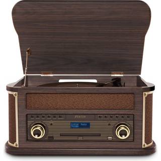 Retro Musikanlæg med Pladespiller, CD, Kassettebånd, FM og DAB+ Radio, Bluetooth