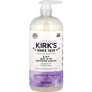 Kirk's 3-i-1 hoved til t nrende flydende rengringsmiddel - til mnd, kvinder og brn - Premium kokosolie & Aloe Vera - Ikke GMO & Vegansk - La