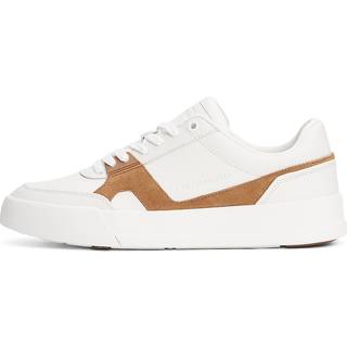 Leather Contrast Panel Court Trainers
