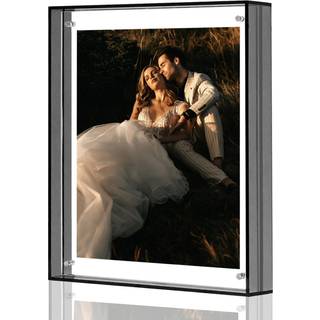 8x10 Billedrammer Bedøvelse Farve Akryl Fotoramme Væg & bordplade Display Rammer moderne flydende stil til hjemmekontordekoration sort (1 pakke)